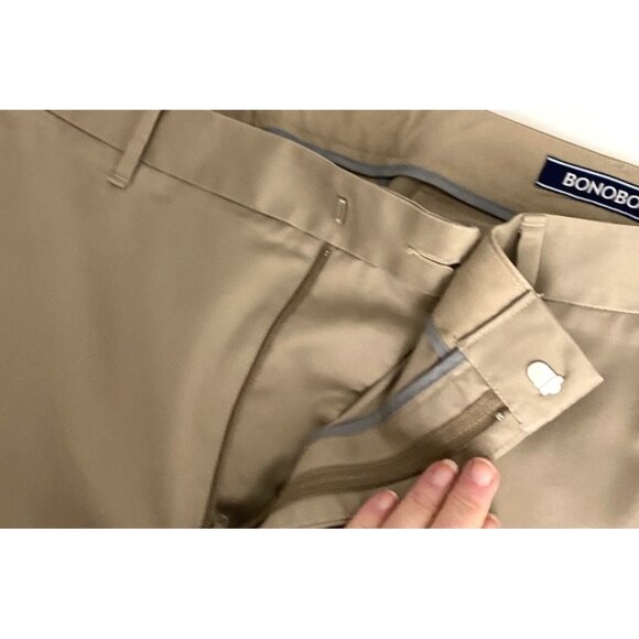 Bonobos Pants Mens Beige Slim Fit Wednesday Flat Front Straight Chino 38x32 - Picture 5 of 11